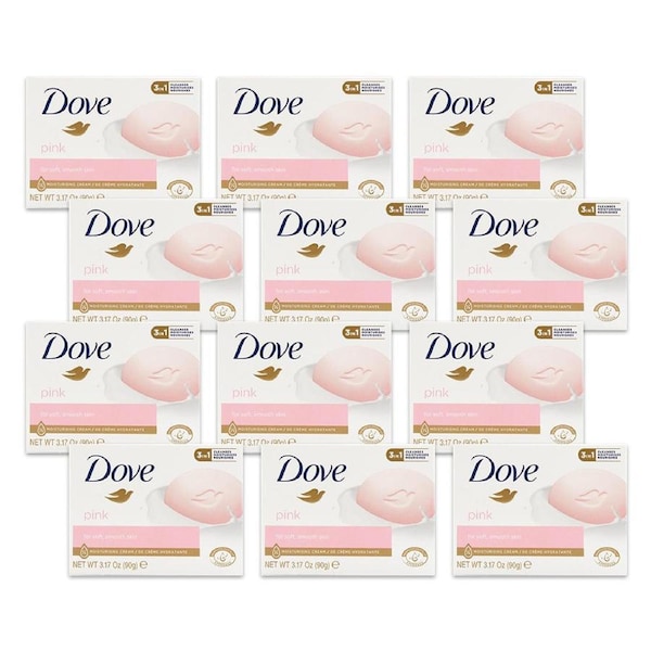 12x Dove 90g Bar Soap 3 In 1 Cleanses/Moisturises/Nourishes Skin/Body Wash Pink