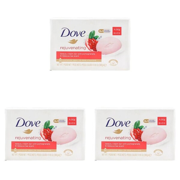 12pc Dove 90g Soap Bar Rejuvenating Body Wash Pomegranate & Hibiscus Tea Scent