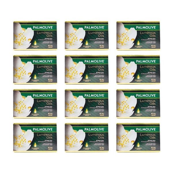 12x Palmolive 130G Soap Bar Body Wash Luminous Oils Byron Bay Rosewood & Jasmine