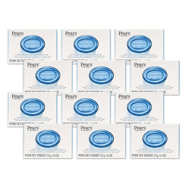 12x Pears Pure & Gentle 125g Transparent Bar Soap w/ Mint Extracts Bath Cleanser