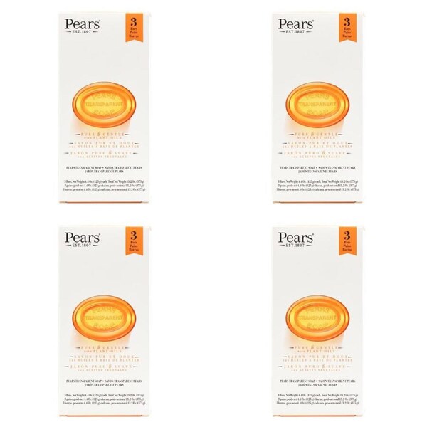 12pc Pears Pure & Gentle 125g Transparent Bar Soap w/ Plant Oils Cleanser