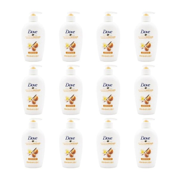 12x Dove 250ml Nourishing Hand Wash Shea Butter & Warm Vanilla Scent Dry Skin