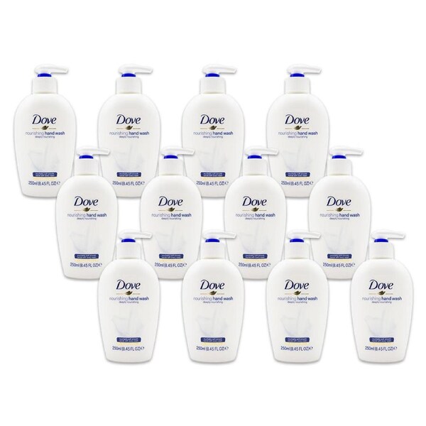 12x Dove 250ml Deeply Nourishing Liquid Hand Wash Soap for Soft Hydrated Skin