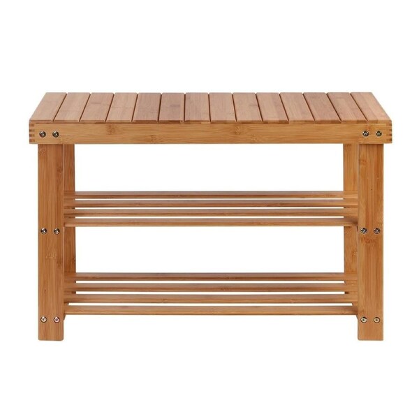 Bamboo Stool Bench Chair Shoe Rack Shelf Organiser Outdoor Furniture 70x28x46cm