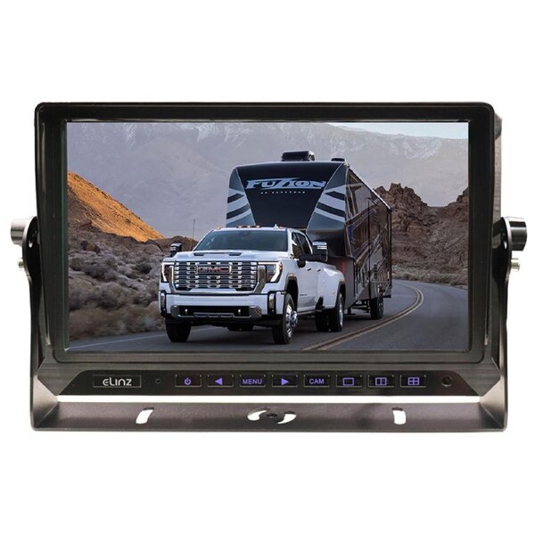 Elinz 10" AHD Monitor Wired 4PIN 3 Channel HD Video Inputs Single Screen View 12V 24V 1024*600 Dashboard Mount