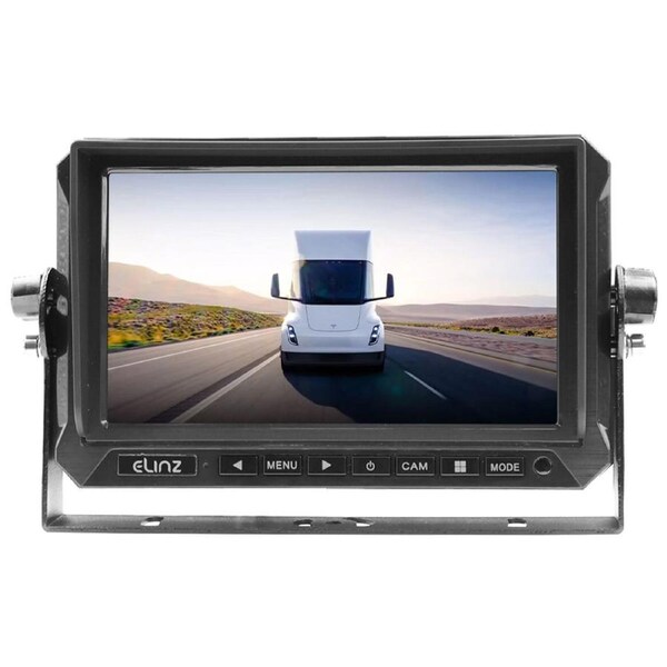 Elinz 7" AHD Monitor Wired 4PIN 3 Channel HD Video Inputs Single View 12V 24V 1024*600 Dashboard Mount