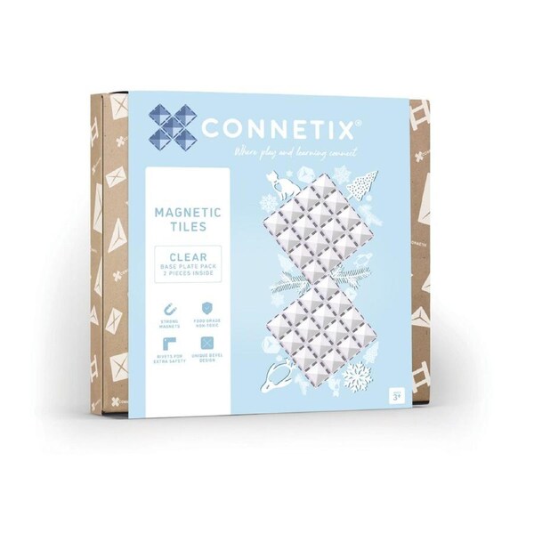CONNETIX Magnetic Tiles Clear Base Plate Pack, 2 Pieces