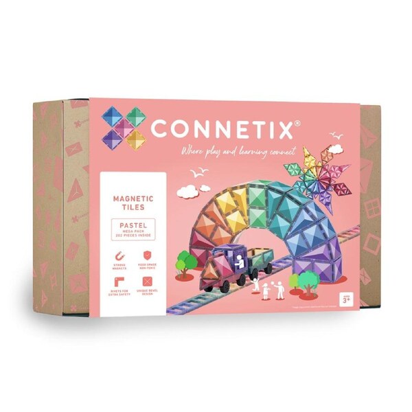 CONNETIX Magnetic Tiles Pastel Mega Pack, 202 Pieces