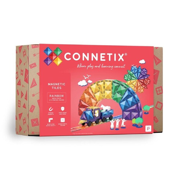 CONNETIX Magnetic Tiles Rainbow Mega Pack, 212 Pieces