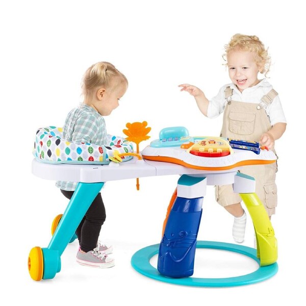 Babyjoy 3-in-1 Baby Activity Center Walk-Around Kids Play Table w/Adjustable Seat Rolling Activity Toy