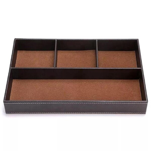 Leather Desktop Organizer Multi-functional Storage Tray Key Jewellery Box