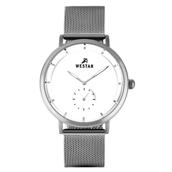 Westar Profile Stainless Steel Mesh White Dial Quartz 50247STN101 50M Mens Watch