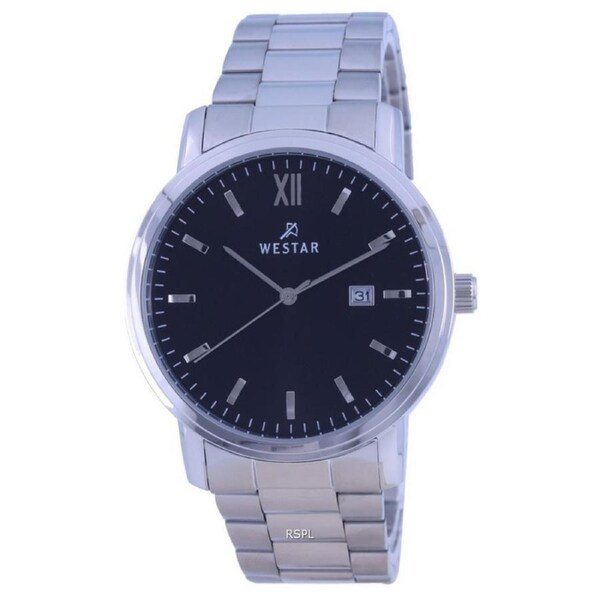 Westar Black Dial Stainless Steel Quartz 50245 STN 103 Men's Watch