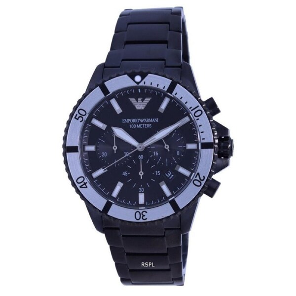 Emporio Armani Diver Chronograph 12/24 Date Quartz AR80050 100M Mens Watch