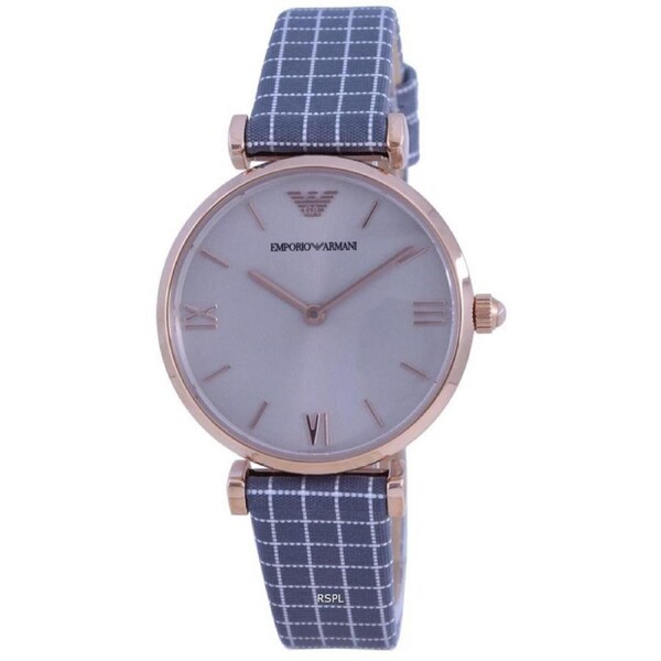 Emporio Armani Gianni T-Bar Grey Dial Cabochon Crown Quartz AR11386 Ladies Watch