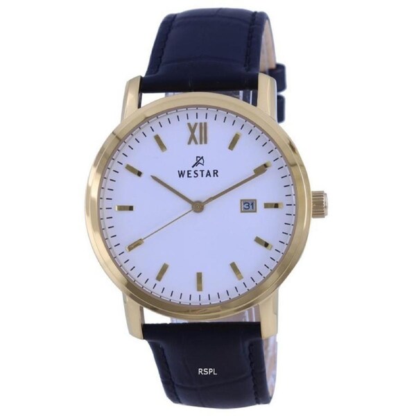 Westar White Dial Gold Tone Stainless Steel Quartz 50244 GPN 101 Men's Watch