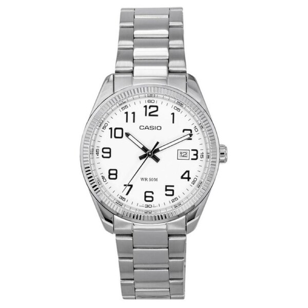 Casio Stainless Steel White Dial Luminous Hands Quartz MTP-1302D-7B Mens Watch