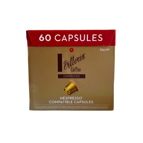 Vittoria Espresso Coffee Pods Nespresso Compatible Capsules 60 pack