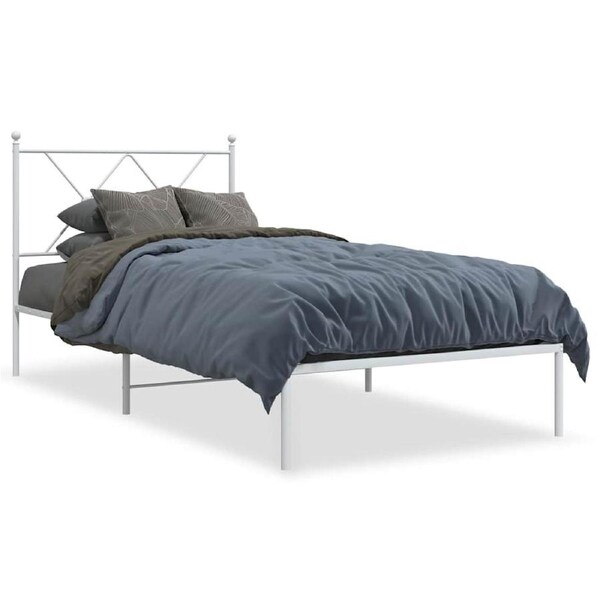Metal Bed Frame without Mattress with Headboard White 90x190 cm vidaXL