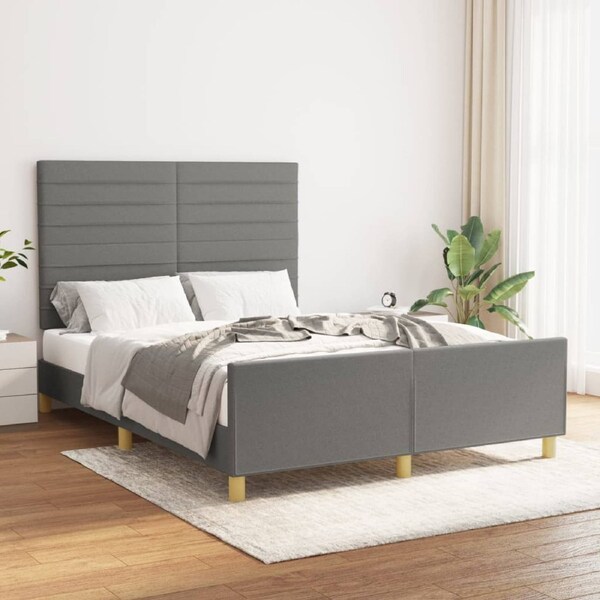 Bed Frame without Mattress Dark Grey 137x187 cm Double Fabric vidaXL