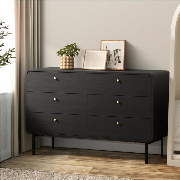 6 Chest of Drawers Oikiture Storage Cabinet Dresser Black