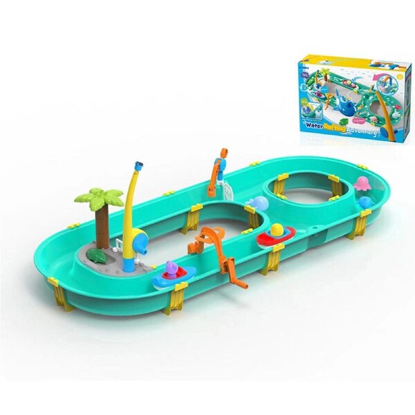 Catzon Water Table Toys Outdoor Water Park Playset with 2 Boats and Fishing Feature for Kids Summer Beach Play 4201
