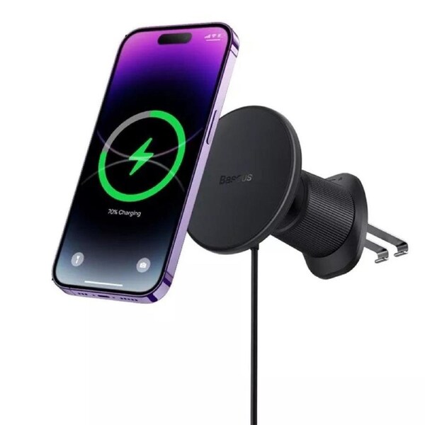 Baseus 15W LED Magnetic Wireless Charger Pad Car Phone Holder for iPhone Samsung