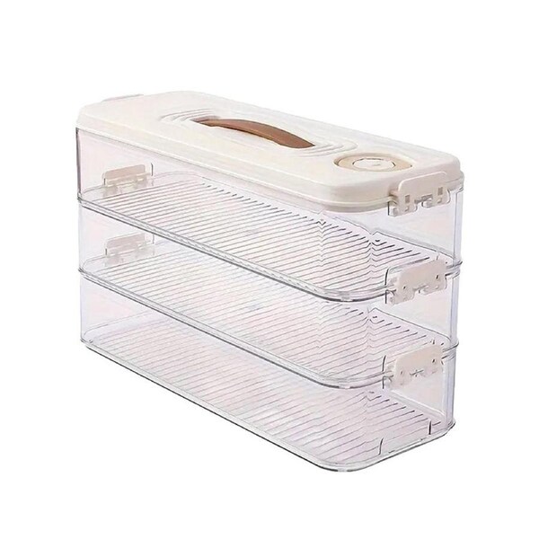 3 Layers Square Food Storage Container with Lid Kitchen Organiser for Meal Prep