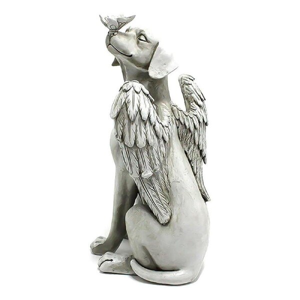 Angel Dog Statue Resin Pet Memorial Garden Dog Ornament Outdoor Animal Decor
