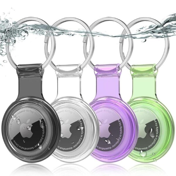 4-Pack Airtag Holder Keychain, Airtag Cover Waterproof 360° Full-Body Protective Case for Airtag, Compatible with Apple AirTags for Bags, Keys, Pets and Valuables