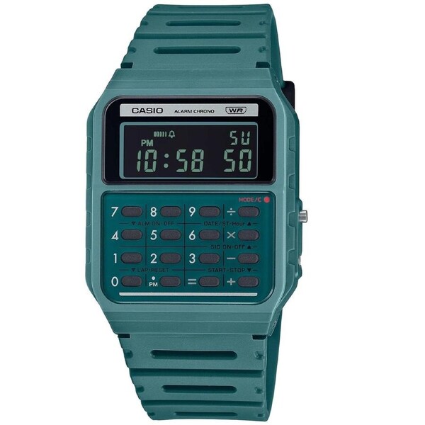 Casio Green Unisex Reverse LCD Retro Digital Calculator Watch CA-53WB-3B