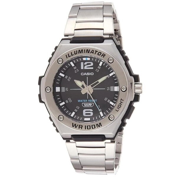 Casio Silver/Black Dial Steel Band Men's 100m Analog Sports Watch MWA-100HD-1A