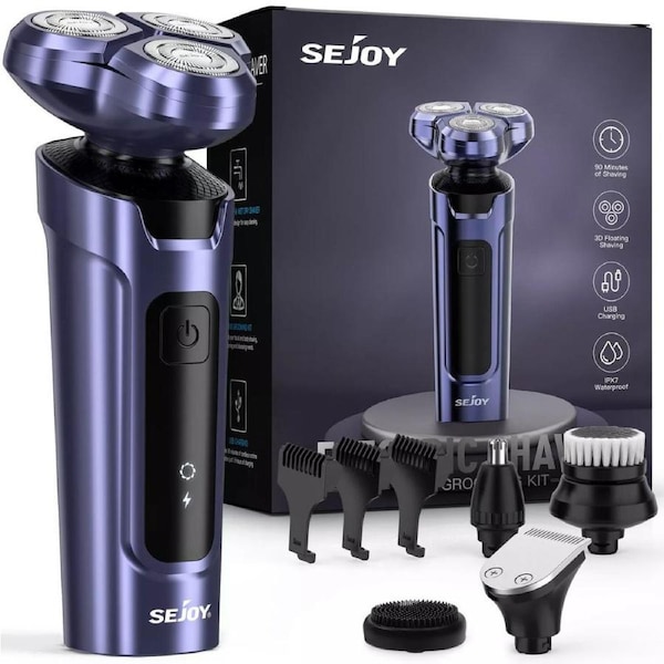 5 in 1 Men's Electric Razor Shaver Wet Dry Cordless Rotary Beard Trimmer, Clippers Beard Trimmer Cordless Haircut Barber Razor Kit