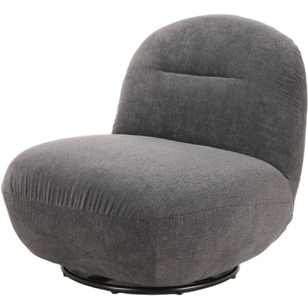 Mars Swivel Chair - Dark Grey Upholstered Chair with Eucalyptus Wood Frame for Living Room Comfort