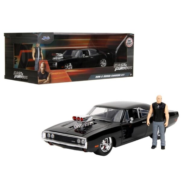 Hollywood Rides Fast and Furious 1970 Dodge Charger R/T 1:24 Scale Die-Cast Vehicle with Dom Toretto Figure