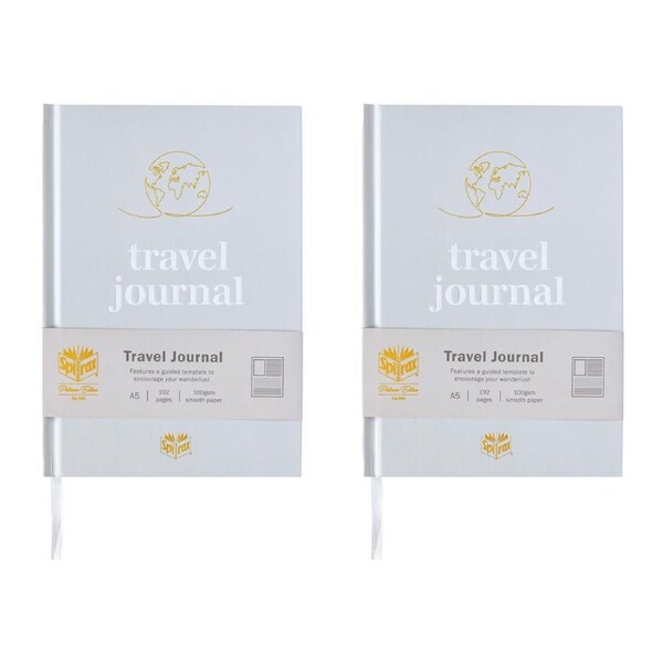 2x Spirax Platinum Inspo A5 100gsm Paper Hardcover Journal 192 Page Travel