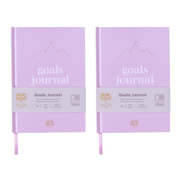 2x Spirax Platinum Inspo A5 100gsm Paper Hardcover Journal 192 Page Goals