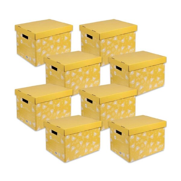 8x Marbig We Mean Green Enviro Recycled Cardboard Archive Box Honeybee Yellow