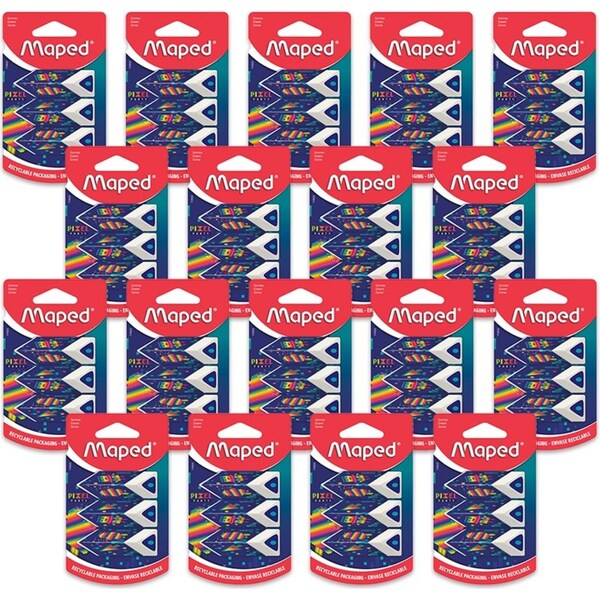54pc Maped Pixel Party Ultra Soft Pyramid Triangular Cardboard Sleeved Erasers