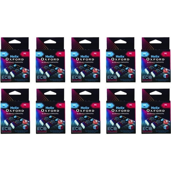 20pc Helix Oxford Cyberpunk Design Eco Edition Cardboard Sleeved Erasers Matrix