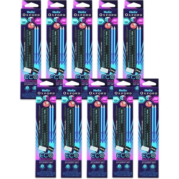 60pc Helix Oxford Cyberpunk Design Eco Edition Student Stationary Set Matrix