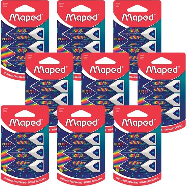 27pc Maped Pixel Party Ultra Soft Pyramid Triangular Cardboard Sleeved Erasers