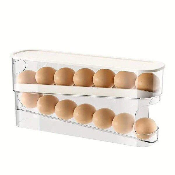 Household Slide Anti-drop Egg Box Refrigerator Door Automatic Rolling Egg Box