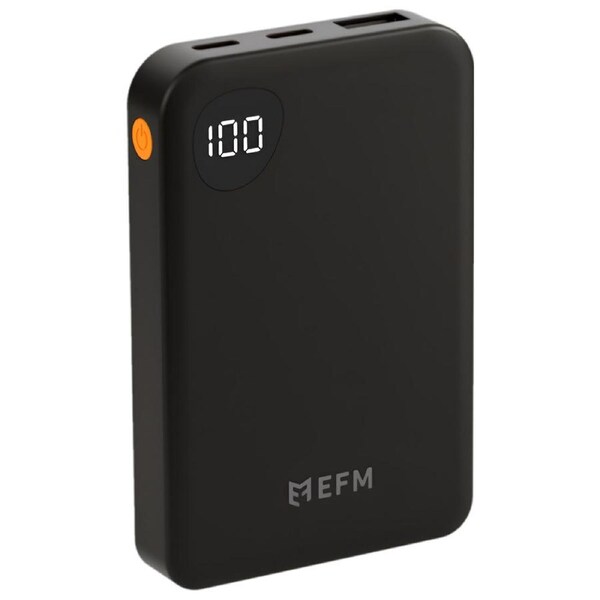 EFM 5,000mAh Essential Power Bank with Digital Display - Black
