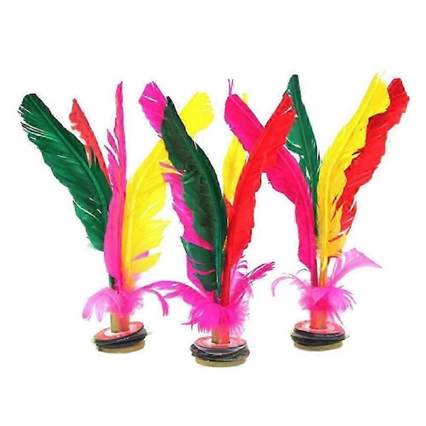 10pcs Colorful Feather Kick Shuttlecock Chinese Jianzi Goose Feather Rubber Foot Kicking Shuttlecock for Outdoor Sports Fitness(Random Colors)