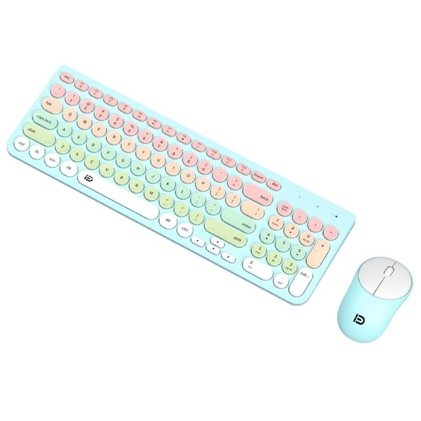 TODO 2.4Ghz Wireless Keyboard Mouse Combo Mac Windows Android 96 Key - Cyan