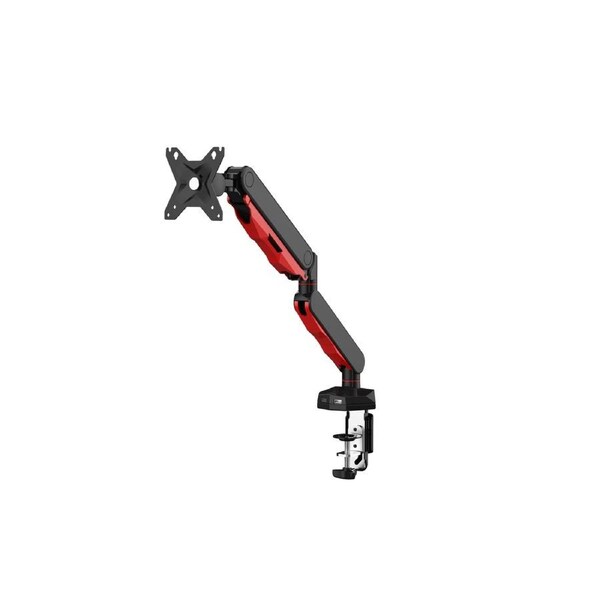 Loctek 17"-30" Single Ergonomic Gaming Gas Spring Monitor Stand - Black - VESA 75 & 100mm - Max Load 9kg - Dual USB 3.0 port