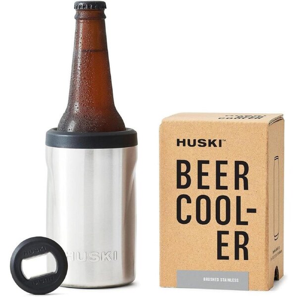 Huski Beer Cooler 2.0 - New - Premium Can and Bottle Stubby Holder - Triple Insulated Marine Grade Stainless Steel - Detachable 3-in-1 Opener - Works as a Tumbler - Gifts for Beer Lovers