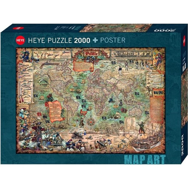 Heye Map Art Pirate World Jigsaw Puzzle + Poster 2000 Pieces (HEY29847)