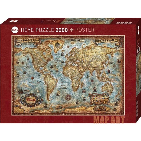 Heye Map Art The World Jigsaw Puzzle + Poster 2000 Pieces (HEY29845)